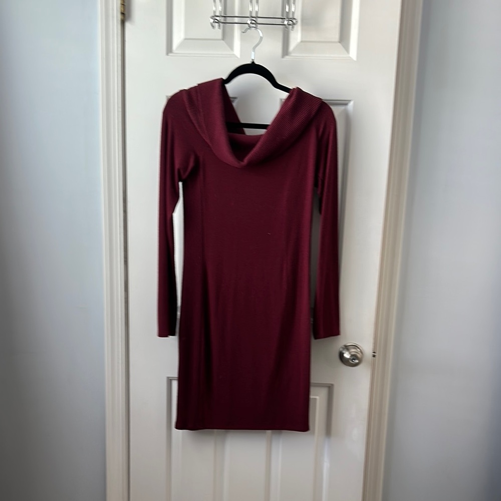 Express Red Cowl Neck Bodycon Dress for Cocktail